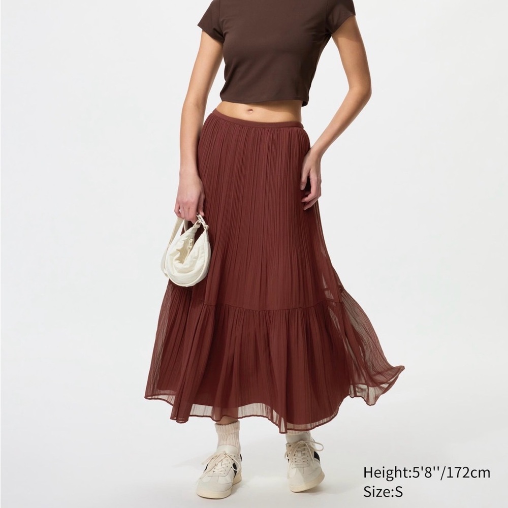 UNIQLO Chiffon Tiered Skirt Brown